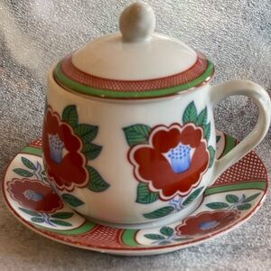 Floral Ceramic Tea Cup and Saucer Set